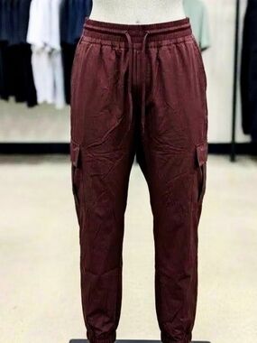 Womens Maroon Cargo Jogger Pants